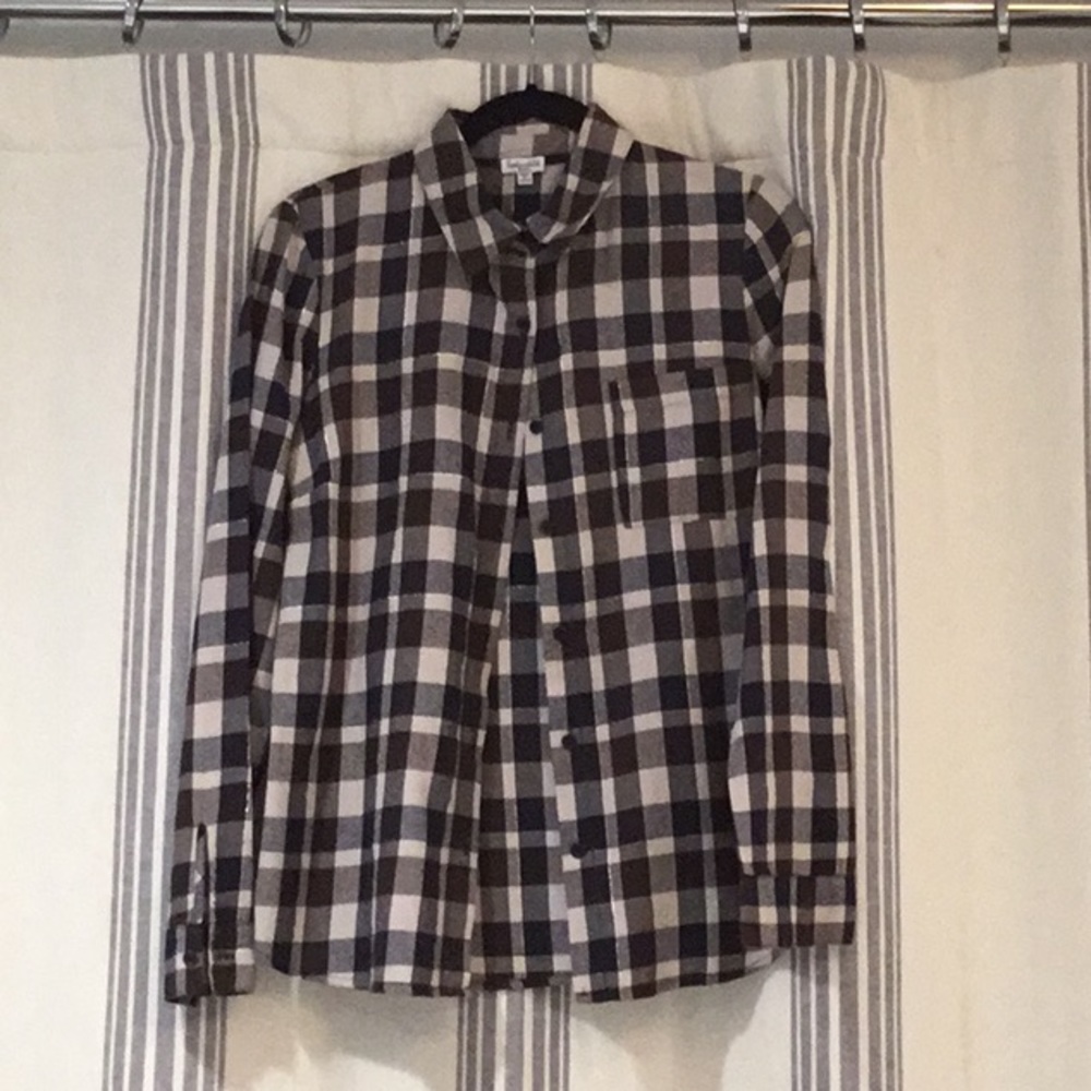Blue and brown plaid shirt